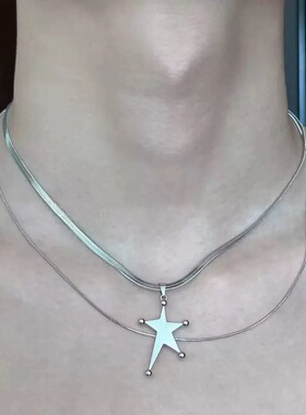 韩国ins小众设计双层星星项链女