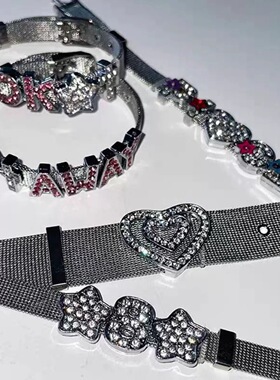 韩国y2k爱心水钻表带手链未来感