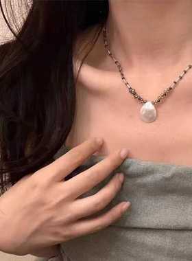 高级撞色复古串珠项链BKP贝壳