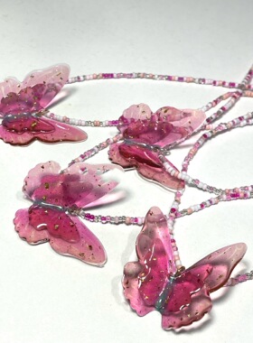 BKP曼谷公园「蝶乐园」复古串珠蝴蝶热缩片项链y2k辣妹彩色夏季亚