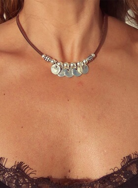 波西米亚复古vtg摇铃绒绳项链女