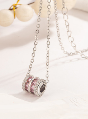 新款转运粉钻小蛮腰镶钻项链 轻奢时尚小众设计精致ins锁骨链首饰