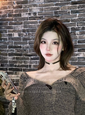 细闪雀棕choker十字架颈链女植绒布艺项圈锁骨链小众个性颈带2026