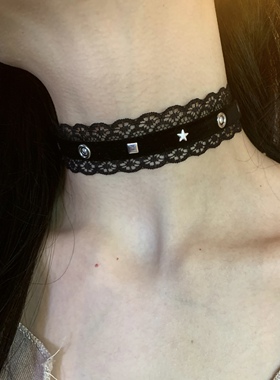 棠洛 暗黑系蕾丝choker项圈女颈链甜酷辣妹风个性锁骨链颈带配饰