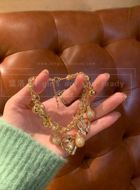 棠洛 vintage金色波西米亚风手链女复古多层手链叠戴小众废土手饰