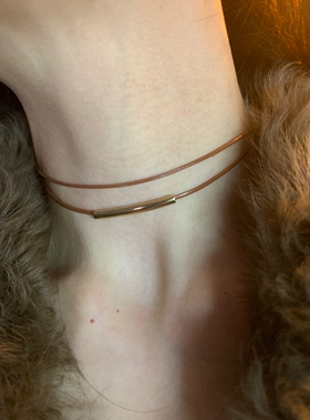 咖色弯管复古choker颈链女显脖子细双层叠戴锁骨链高级感项圈颈带