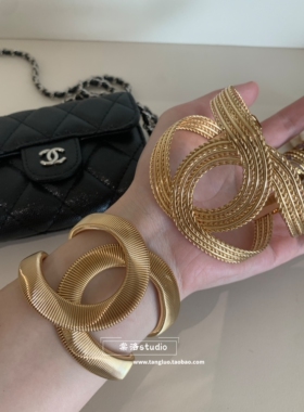 棠洛 高级感双C复古辣妹手镯女精致欧美风手环夸张臂环波西米亚潮