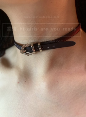 棠洛原创 细款温感色变choker颈链女红色软皮革项圈千禧辣妹风潮