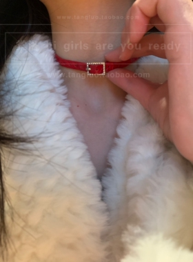 一款两戴 正红亮面漆皮choker颈链女小众个性辣妹项圈y2k亚文化潮