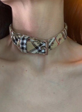 经典英伦格子choker项圈女甜酷