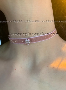 水粉盈盈 原创手作款蕾丝花朵choker颈链女显白氛围感颈带2026爆