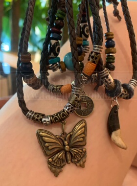 做旧蝴蝶多层编绳复古民族风