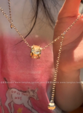 复古咖金钥匙~流苏锆石项链女vintage秋冬高级感毛衣链2026新款