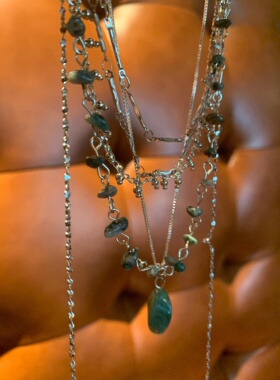 绿野仙踪松石吊坠多层流苏项链