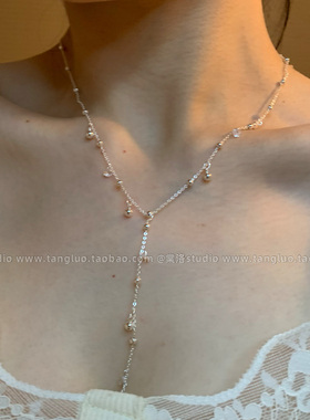 氛围感~满天星Y型水滴流苏锁骨链女设计感可调节巨好看细链颈链潮