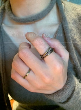 复古做旧麻花编织戒指女小众设计感叠戴食指戒高级感指环2026新款