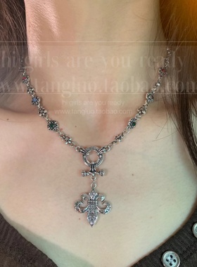 棠洛高级感 十字船锚项链女冷淡风金属长款毛衣链秋冬新款2024潮