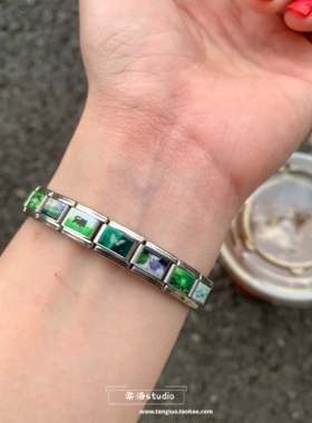 棠洛 不锈钢冷淡风模块手链女个性简约手环日常百搭手饰品ins手镯