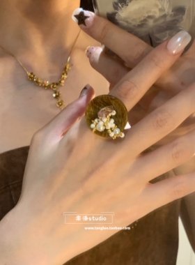 棠洛 手作系列趣味木质度假感戒指女小众独特食指戒指y2k春夏指环