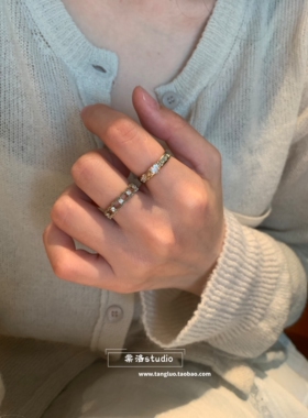 棠洛 咖金色系列高级感食指戒指小众个性ins感指环日常百搭戒圈潮