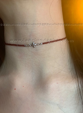 棠洛原创 细闪氛围感尖晶石choker颈链女显脖子细长锁骨链高级潮