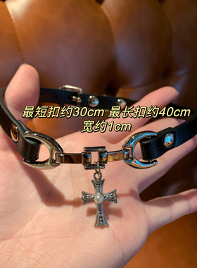 珍珠十字架 甜酷choker项圈女软皮黑色颈链亚文化锁骨链小众高级