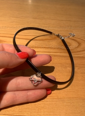 棠洛 手作黑色系列choker颈链女细款锁骨链显脖子细长项圈甜酷风