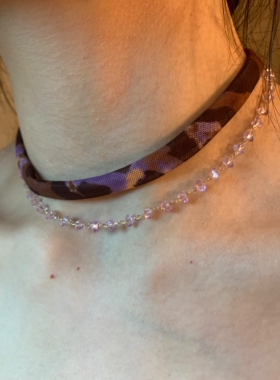 废土风双层流苏choker颈链女贴肤布艺锁骨链波西米亚风项链小众潮