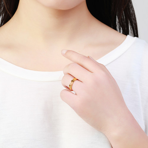 黄金戒指999足金回纹素圈情侣对戒2026新款实心闭口按克纯金女男 - 图2