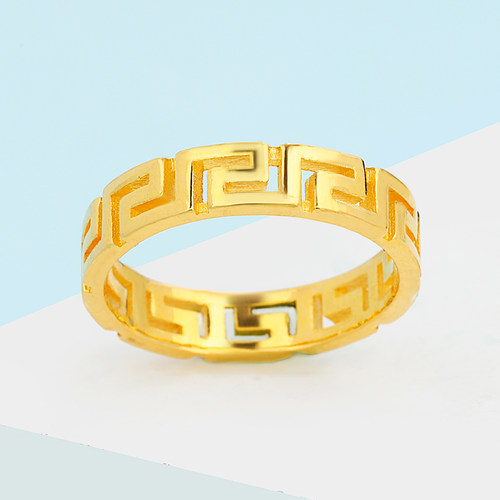 黄金戒指999足金回纹素圈情侣对戒2026新款实心闭口按克纯金女男 - 图1