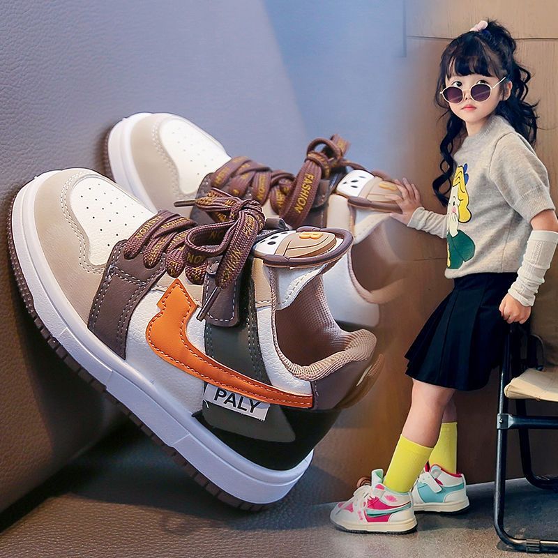 女童软底板鞋2025秋季新款儿童运动鞋时尚防滑高帮校园男童篮球鞋 - 图1