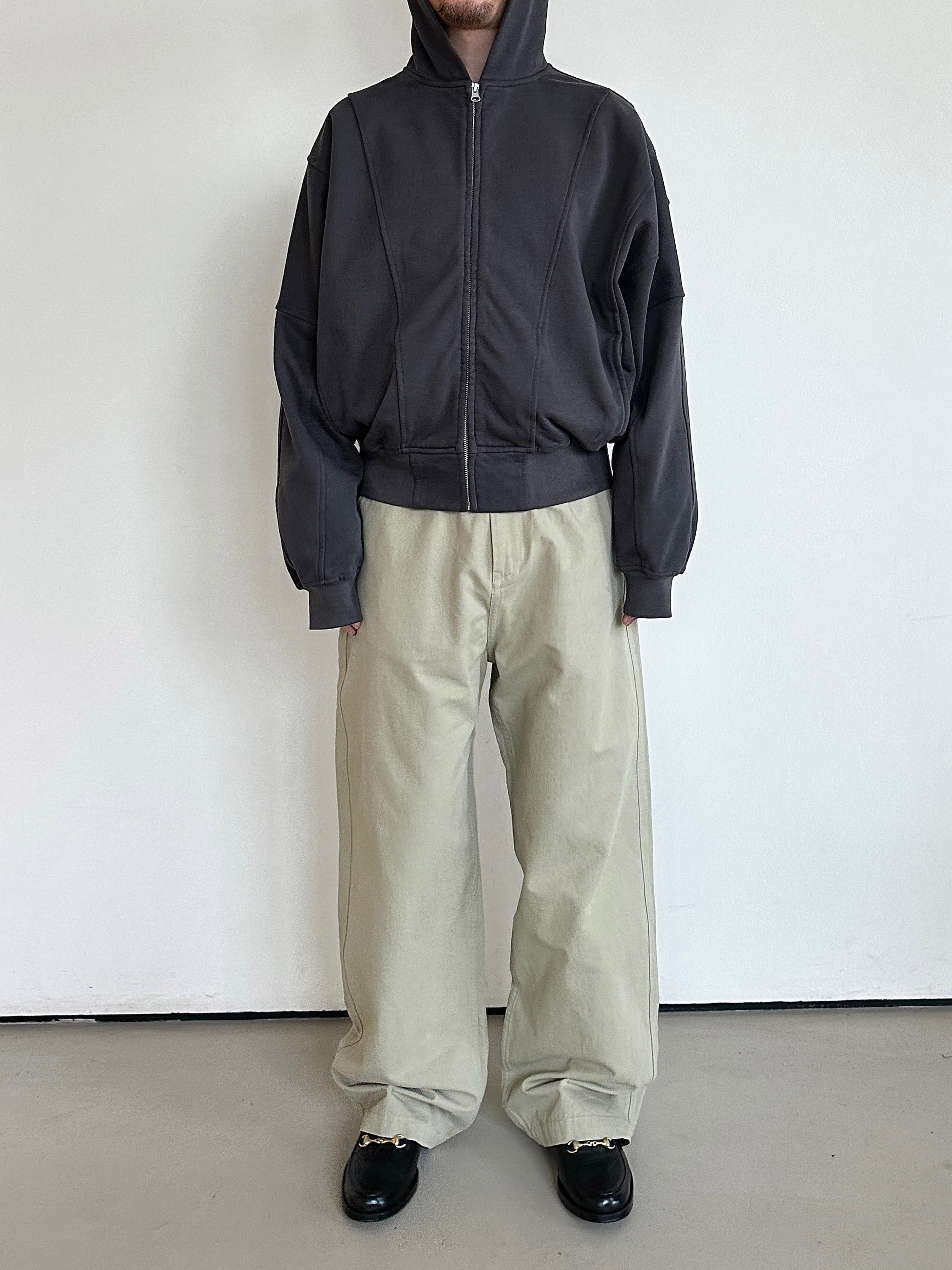 Anniehall24ss zipped hoodie重磅宽松立体裁剪解构拉链连帽卫衣