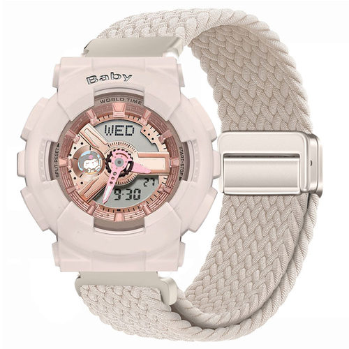 适用casio卡西欧BABY-G手表带女BA-110/112/100磁吸编织透气腕带 - 图3