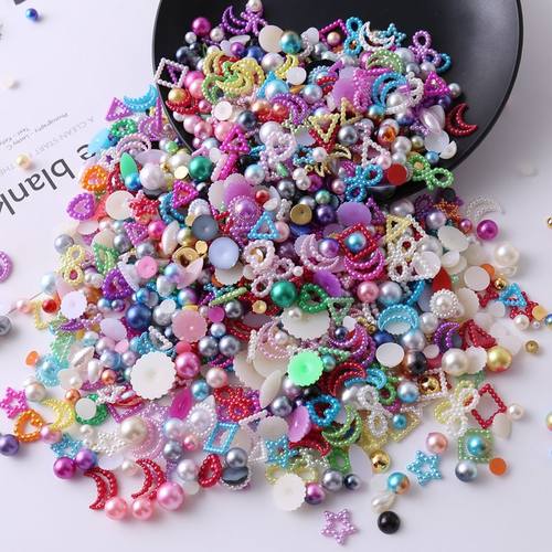珍珠diy材料亮片diy材料蝴蝶结星星手工爱心镂空仿真珠手机壳点缀 - 图0