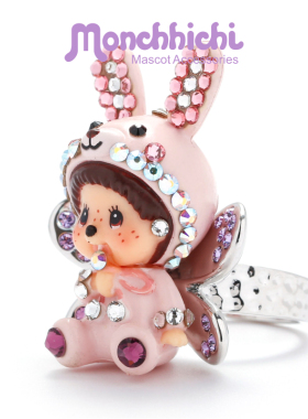 正版monchhichi萌趣趣蒙奇奇饰品系列 可调节戒指套装礼盒