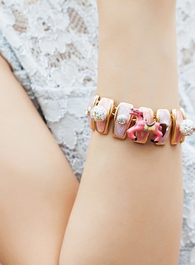 Mipenna米柏娜潮人卡通甜美淑女粉色系马儿金属手链女饰品礼物