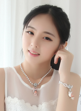 专柜正品萌趣趣曾称蒙奇奇水晶珍珠双圈多重手链女日韩个性甜美