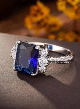 波西米亚风宝蓝几何戒指