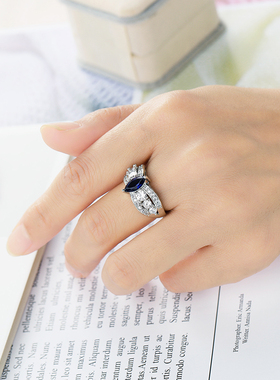 明星同款水滴马眼日锆石韩戒指