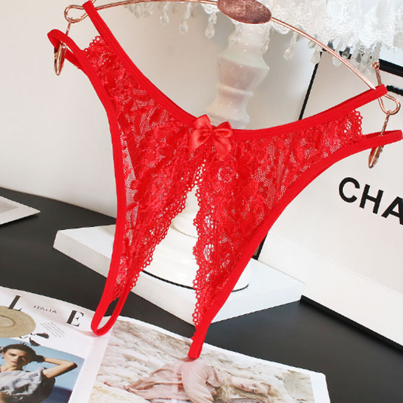 日系大码开裆性感内裤女生无痕透明蕾丝低腰蝴蝶结镂空超薄丁字裤,淘宝优惠券,粉丝福利购,淘宝优惠卷