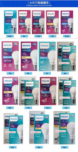 飞利浦led灯泡球泡E27e14螺口节能灯3W5W7W9W11W13W19W24W超亮 - 图2