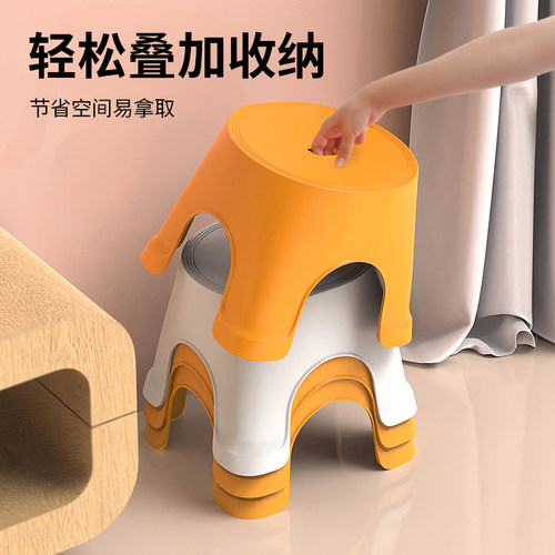 家用矮凳加厚塑料小凳子儿童小板凳踩脚凳塑胶凳防滑卡通椅子胶椅 - 图1