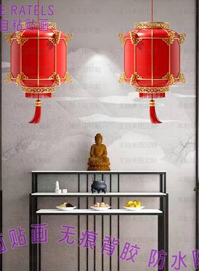 新春红灯笼贴画自粘贴纸手工装饰