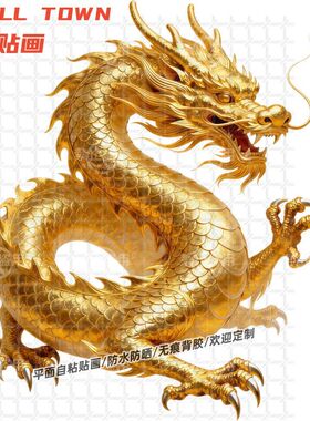 霸气金龙图案贴纸自粘贴画墙贴门