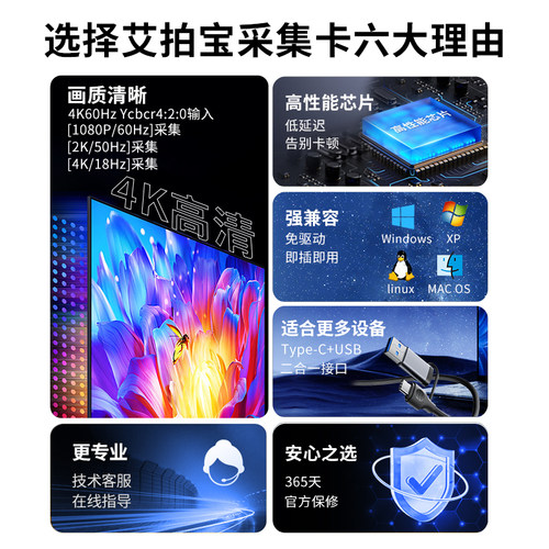 ms2130视频采集卡直播专用hdmi转usb手机环出适用switch底座苹果 - 图0