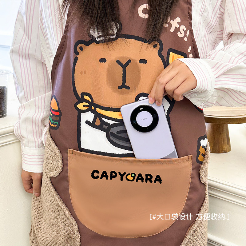 围裙厨房家用做饭可擦手防溅防污多功能围裙罩衣耐脏煎蛋厨神水豚,淘宝优惠券,粉丝福利购,淘宝优惠卷