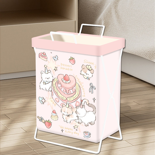Foldable fabric storage basket dirty clothes basket clothes storage basket big easy cute cartoon girl pink strawberry cake