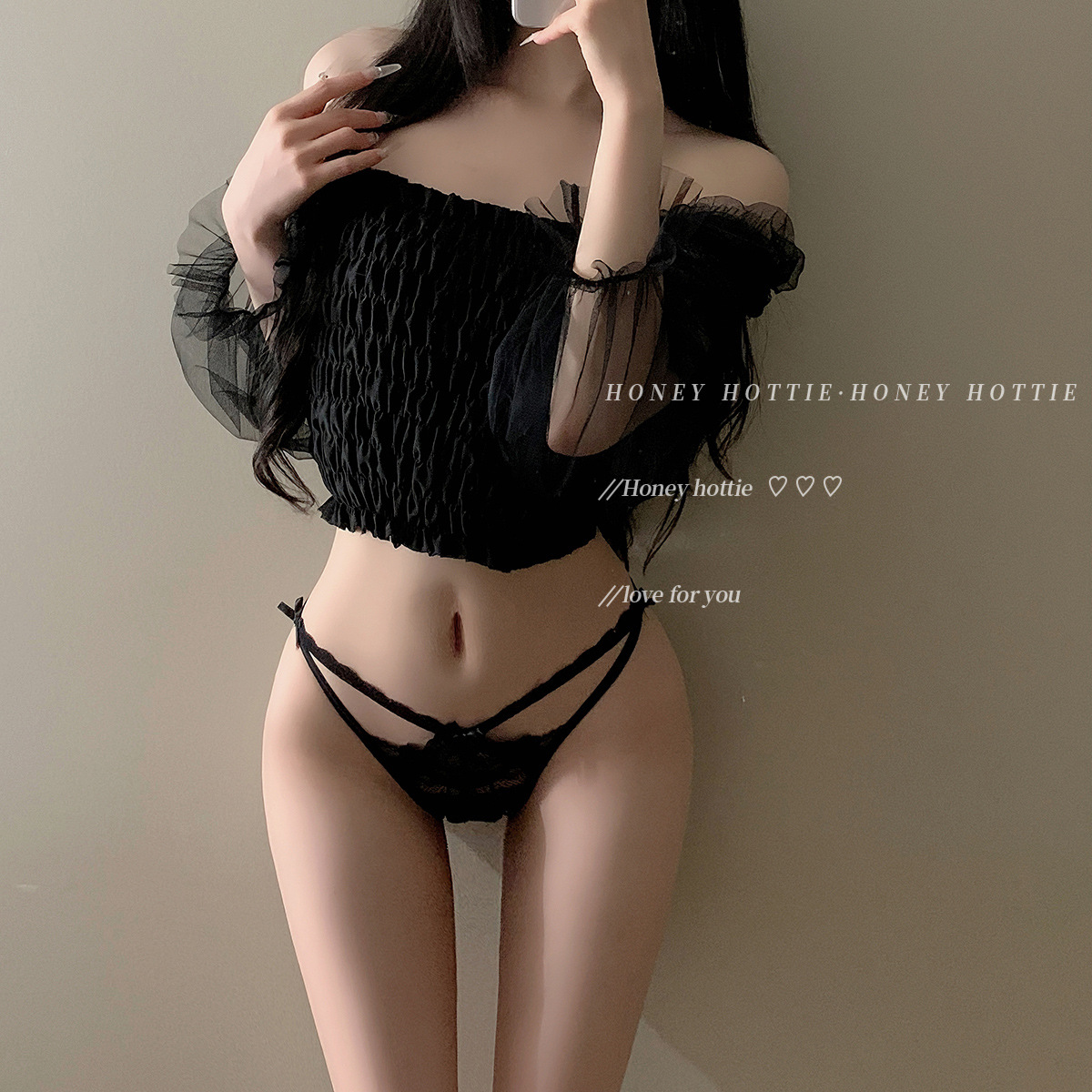 法式性感柔软蕾丝内裤女士两边蝴蝶结镂空纯棉裆低腰三角裤 - 图1