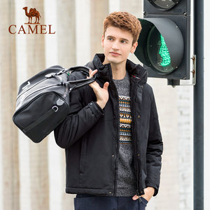 CAMEL/骆驼户外男款棉服 男士保暖棉衣耐磨防风时尚开衫连帽外套