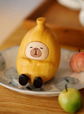 黄金檀呆萌卡皮巴拉香蕉人创意治愈可爱木制摆件送礼朋友闺蜜礼物